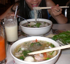 Beef Pho Bo (Xe Lua) and Shrimp & Seafood Clear Noodles at Pho Viet Huong